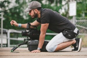 man crouching